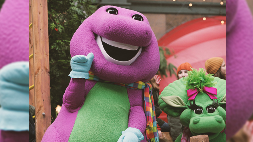 the guy in the barney costume