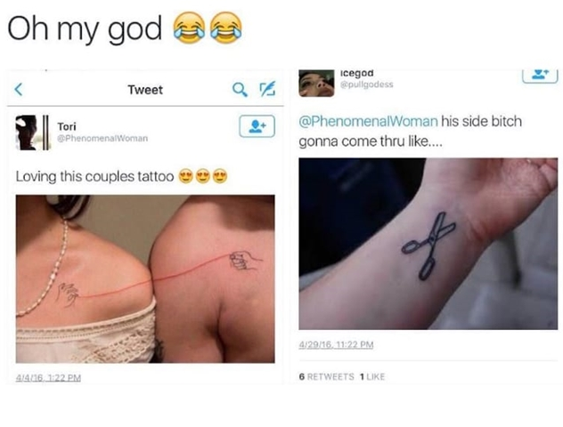 A three way tattoo always works too...