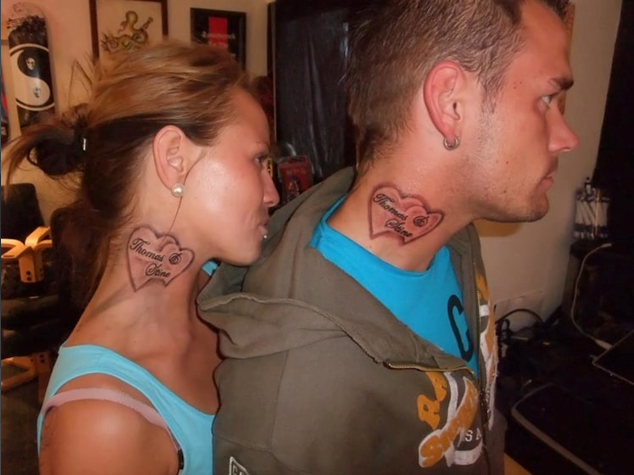 Nothing like a giant matching NECK TATTOO