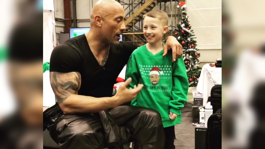 Watch The Rock make a sick Irish boy's wish come true!