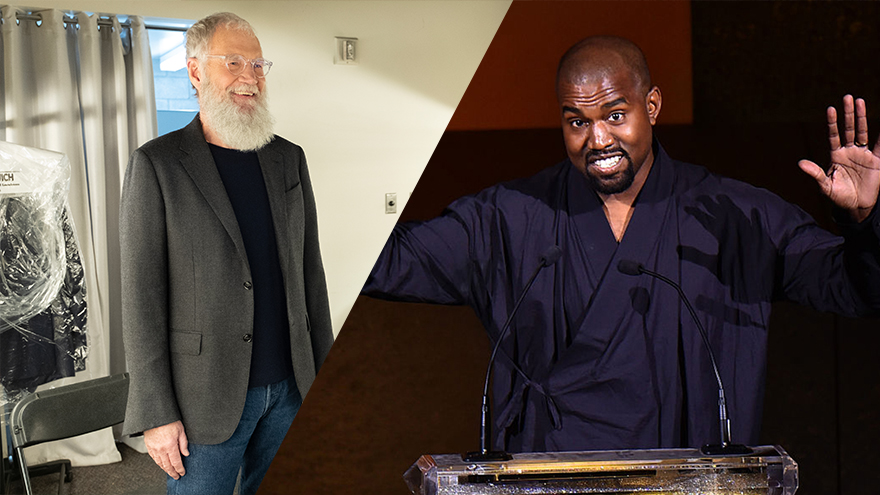 Kanye West styling David Letterman is the WEIRDEST thing
