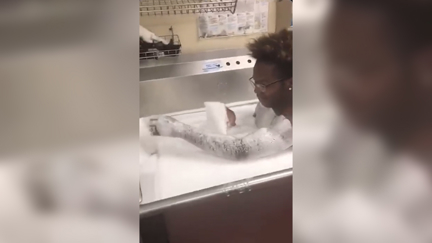 Video goes viral of a person taking a BATH in a sink at Wendy's!