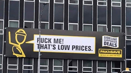 Pak n Save billboard in Palmerston North goes viral for its unfortunate placement