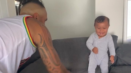 Video of Sean Wainui doing Haka with baby boy goes viral again!